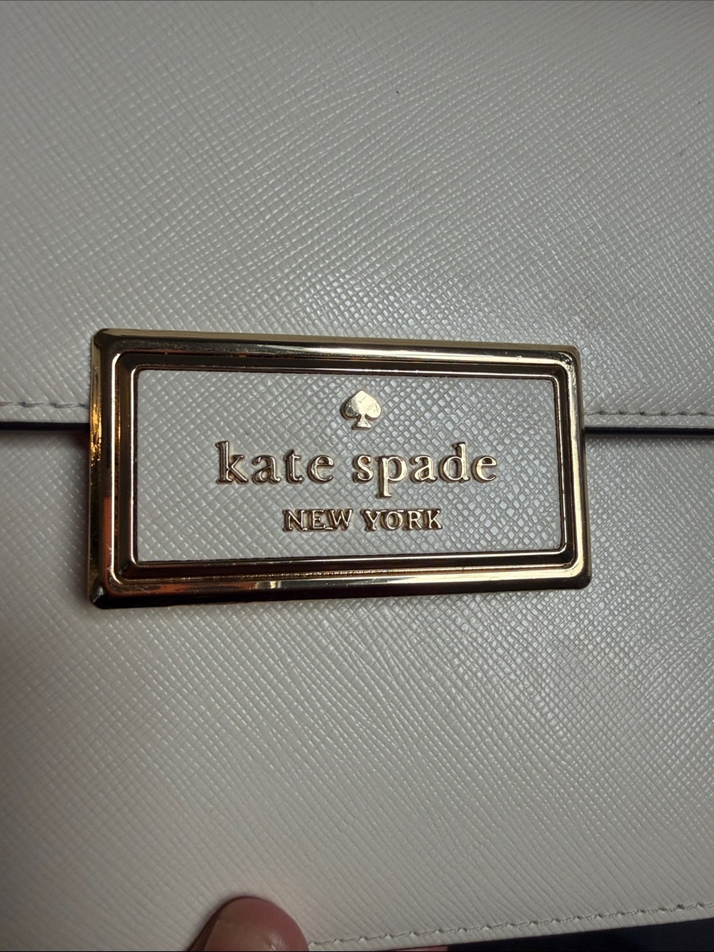 kate spade cream leather top-handle satchel with gold plaque - Picture 6 of 7